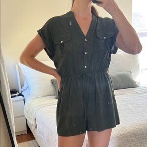 Green Button-Up Romper